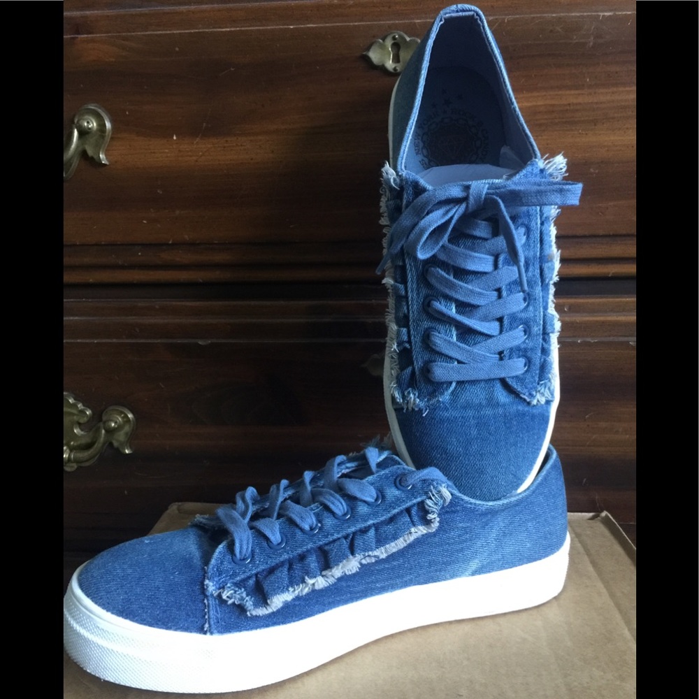 Rock & Candy Frayed Denim Sneakers
